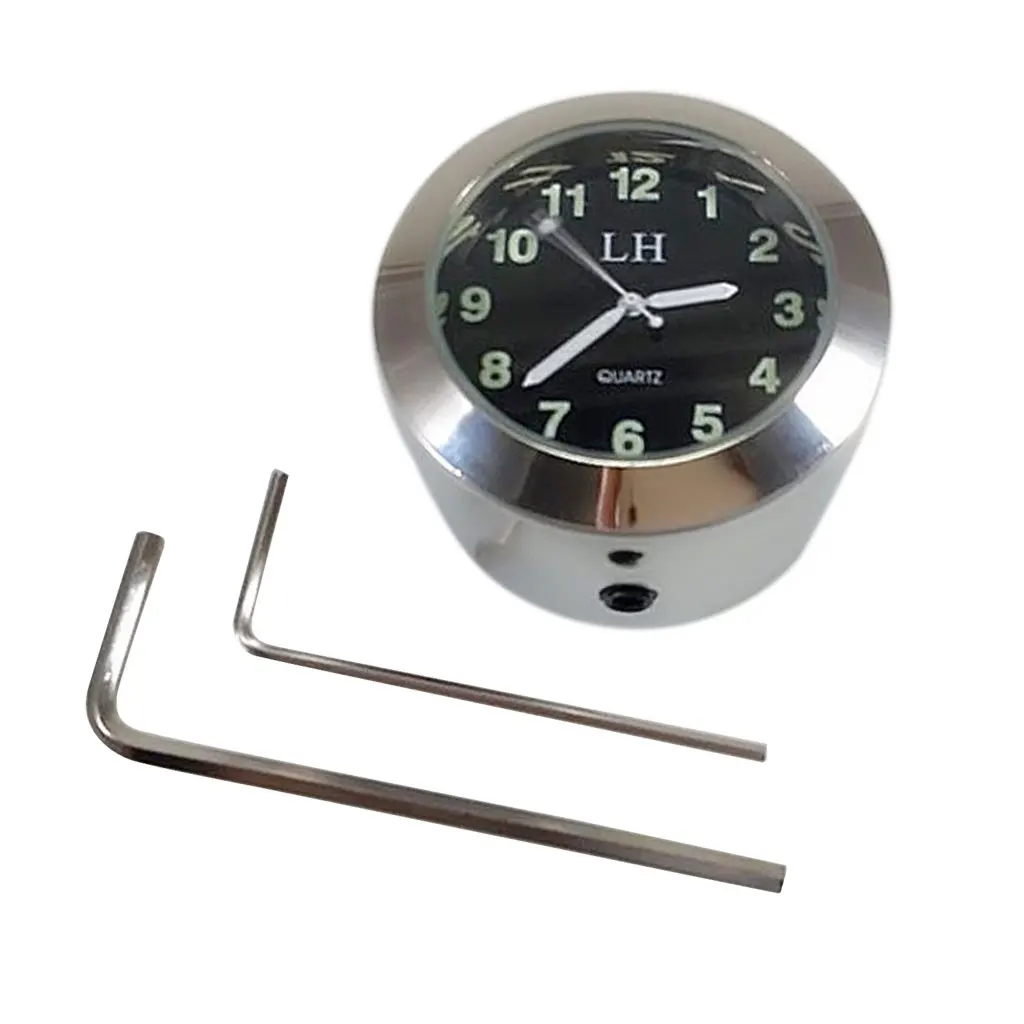 Chrome Universal Motorbike Mount Clock Black Face Watch for Motorcycle