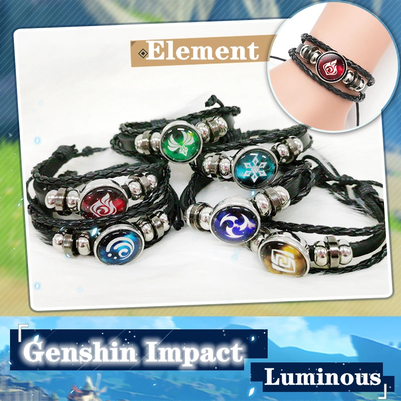 Game Cosplay Genshin Impact Weapon Prop Eye of God Water Wind Thunder Fire Rock Ice Element Luminous Bracelet Anime Jewelry Gift |