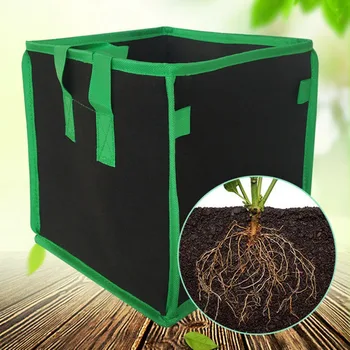 

3/5/7/10 Gallon Square Non-woven Plant Grow Bag Plant Container With Double Handle Outdoor Garden Supplies Green 2020
