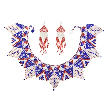 

African Resin Beads Statement Collar Choker Necklaces & Earrings Jewelry Sets Women Bridal Wedding bijoux ethnique Tribal India