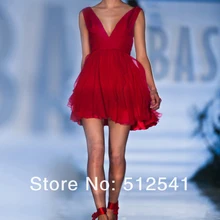 Дешевые красные шифоновые платья для Бала выпускников сексуальные глубокий v-образный вырез vestido de formatura выше Короткие мини Новое поступление платье для выпускного вечера