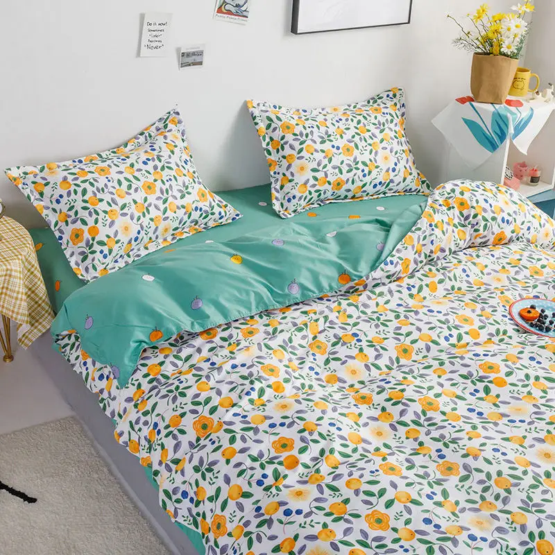 Spring and summer home textile four-piece ins wind duvet cover sheet three-piece small fresh girl student dormitory bedding 
