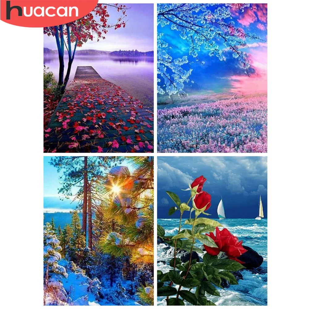 

HUACAN Tree Diamond Painting Full Drill Square Landscape Diamond Embroidery Cross Stitch New Arrival Wall Painting