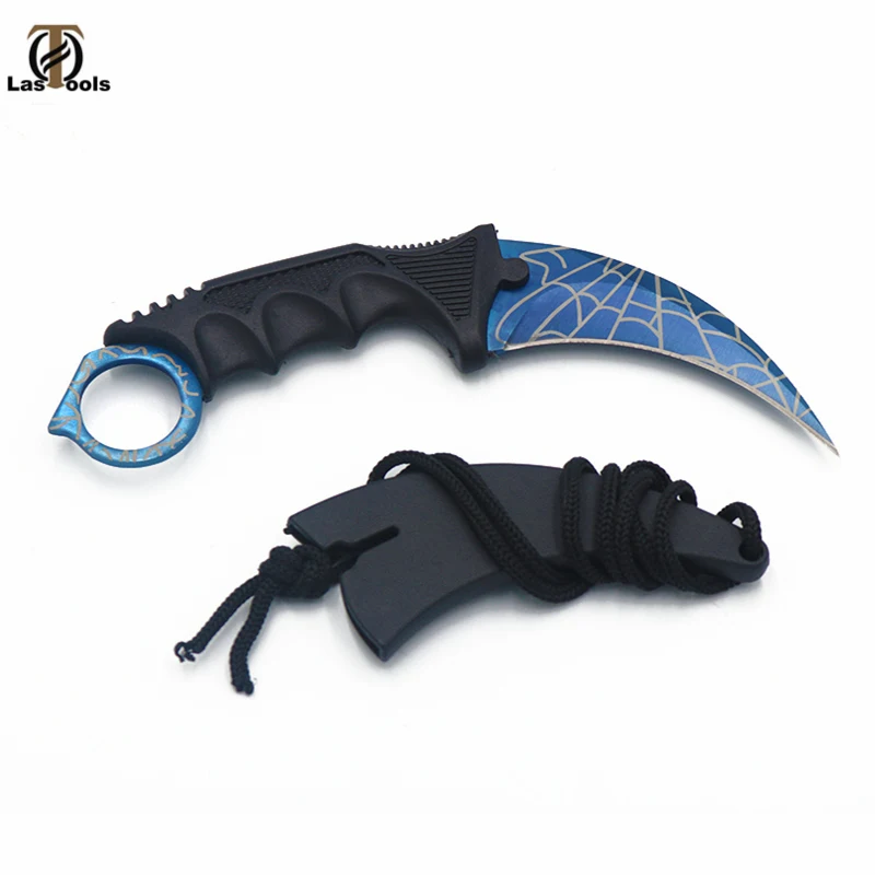 Blue spider Стальные коготь ножи охотничий нож CS GO Тактический коготь Шейный нож Походный походный открытый самооборонный охотничий нож для выживания - Цвет: Blue spider