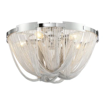 

Italian Design Tassel Aluminum Chain Chandelier Luxury Silver Chandeliers Engineering Design LED Beautiful Chandelier Lighting