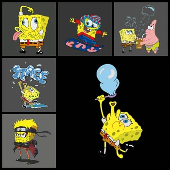 

Heat Transfer Vinyl Thermo Sticker Iron on Patches SpongeBob Patch Applications for Clothes Stripes on Clothes Stickers Applique