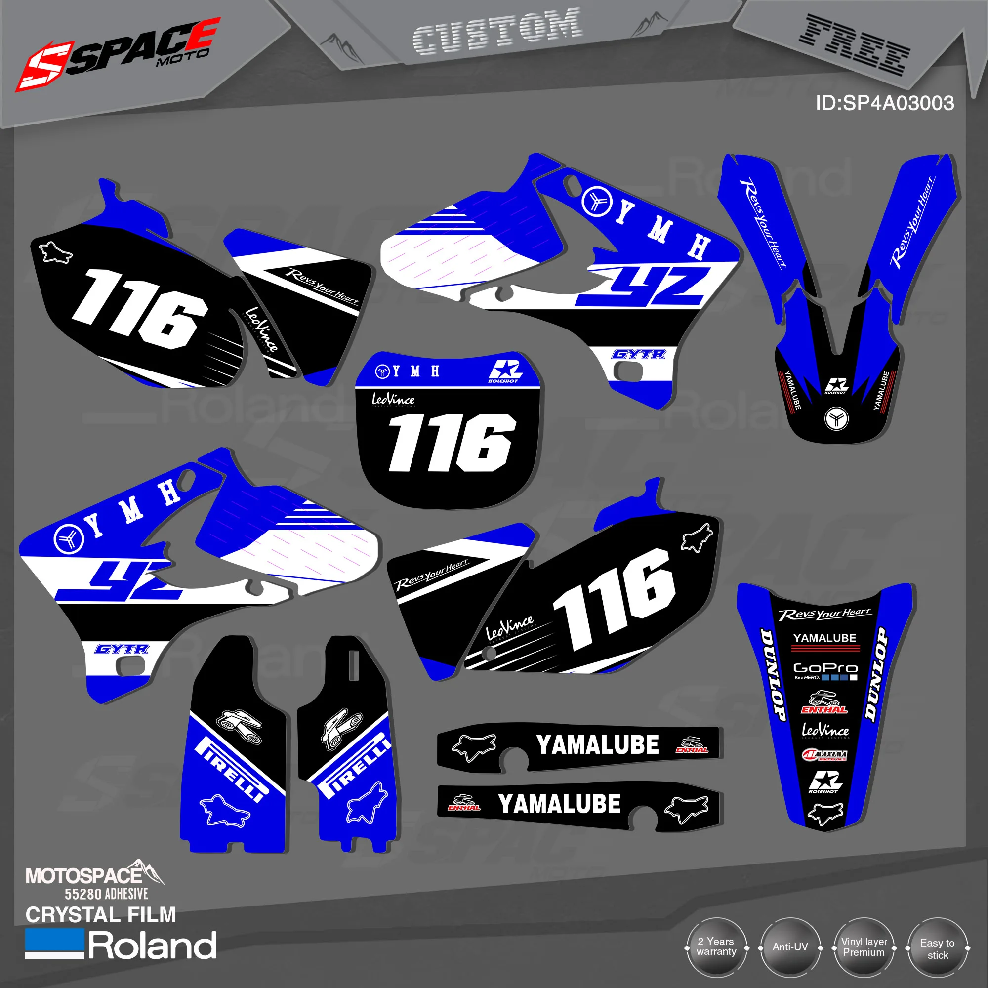 

MotoSpace Custom Team Graphics Backgrounds Decals 3M Stickers Kit For YAMAHA 2003 2004 2005YZF250-450 003