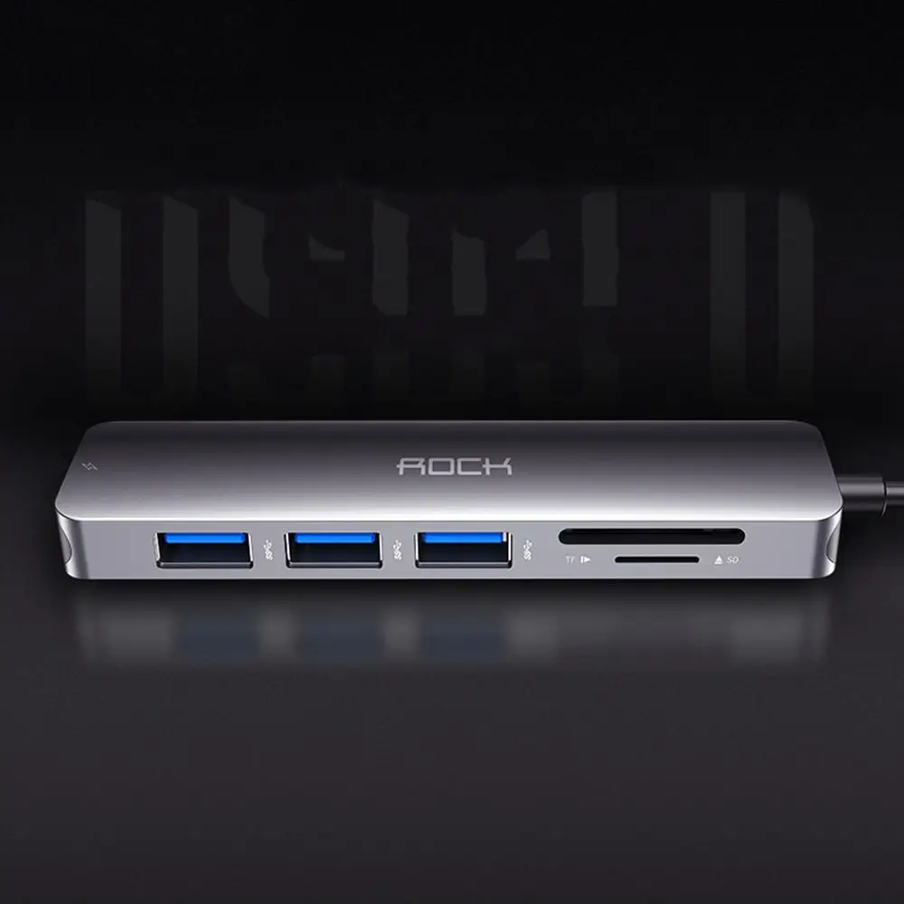 ROCK type-C до 3* USB3.0 адаптер TF SD слот для карты PD Быстрая Зарядка адаптер концентратор для MacBook MateBook ThinkPad Xiaomi HUAWEI