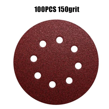 

100PCS 125mm 5 Inch 8 Holes Dry Sanding Discs Sandpaper Air Milled Flocking Sandpapers Sandpaper Back Velvet Disc