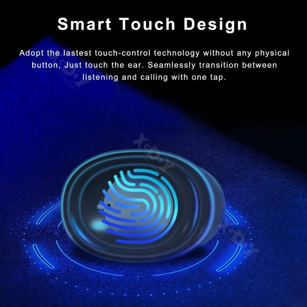 XGODY H01 Bluetooth 5,0 наушники TWS True беспроводные Bluetooth наушники 9D стерео музыкальные наушники с сенсорным управлением 2000 мАч вытесненный