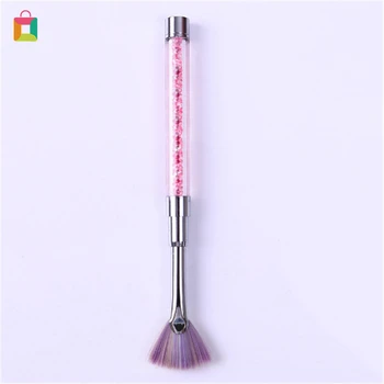 

BeautyBigBang Fan Shape Nail Cleaning Brush Gradient Pink Rhinestone Handle Glitter Powder Remover Pen Manicure Nail Art Tools