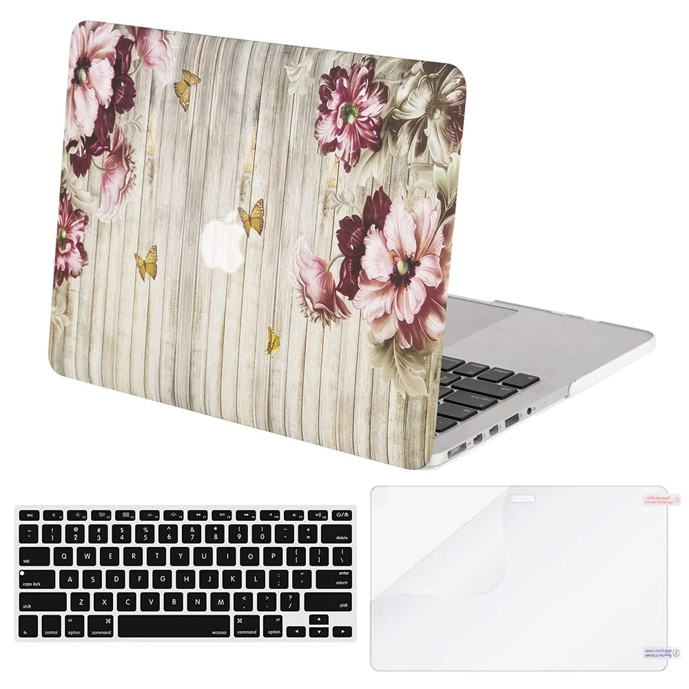 Butterfly Flower Mosiso для Macbook Pro 13 Чехол для компьютера для Mac Pro 13 A1502/A1425 чехол 2012-+ силиконовый КБ чехол+ защита экрана - Цвет: Butterfly Flower