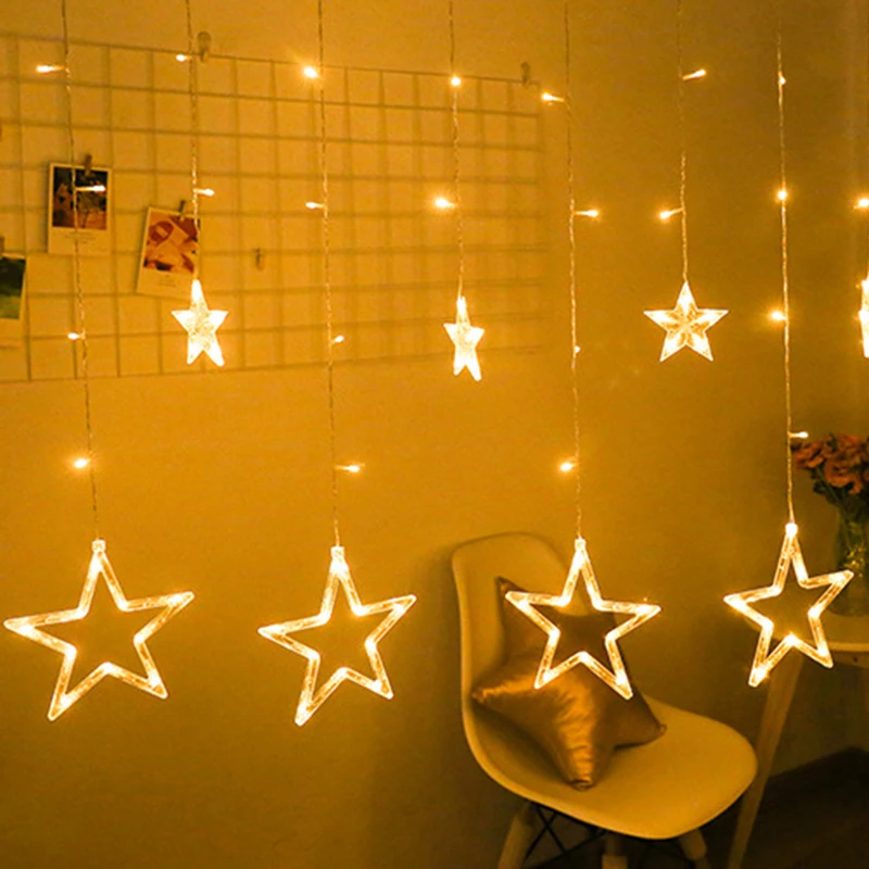 2.5M 138 Leds Star Moon Fairy Lights Christmas String Light Garland Led Home Star For Wedding/home/party/birthday/garland Decor
