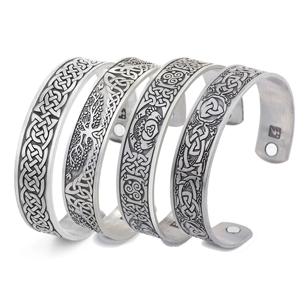 Skyrim Viking Talisman Health Bracelets Tree Of Life Luck Knot Runes Trinity Magnetic Cuff Bangles Women Men Adjustable Bracelet