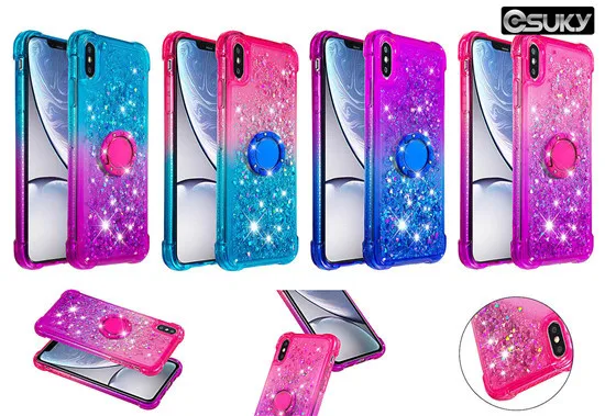 

Soft and stylish quicksand+ liquid glitter mobile Ring buckle phone case for LG K40 K8 LV3 LG Stylo 4 5 LG Aristo 2 gradient