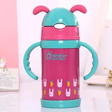 300 мл термос чашка бутылка с силиконовой соломинкой нержавеющая сталь One Touch термосы мультфильм Термокружка BPA бесплатно путешествия для детей