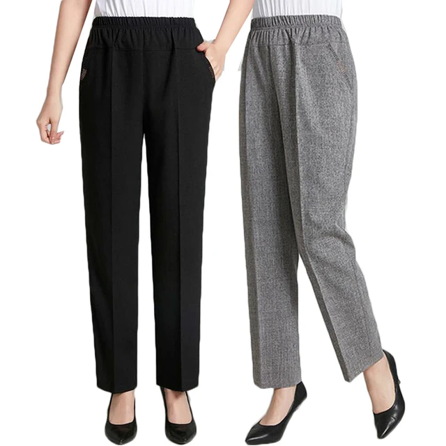 Middle-Aged and Elderly Fleece-Lined Pants Women Thickened Mom Pants plus  Size Elderly Autumn Clothes Pants Grandma Spring and Autumn Women Trousers