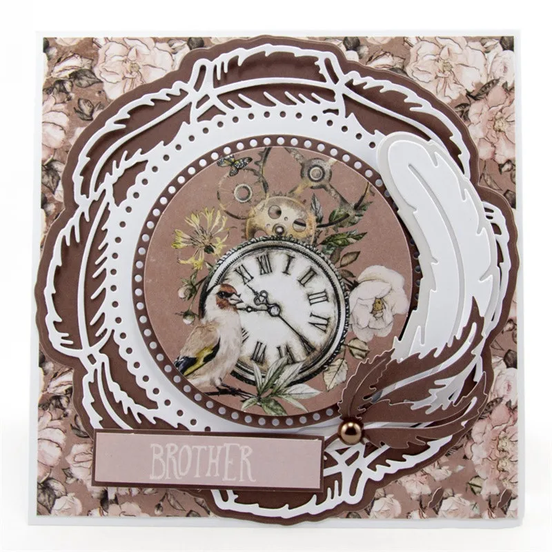 

Feather Surrounding Frame Metal Cutting Dies for DIY Scrapbooking Embossing Paper Card Making Crafts 2019 New