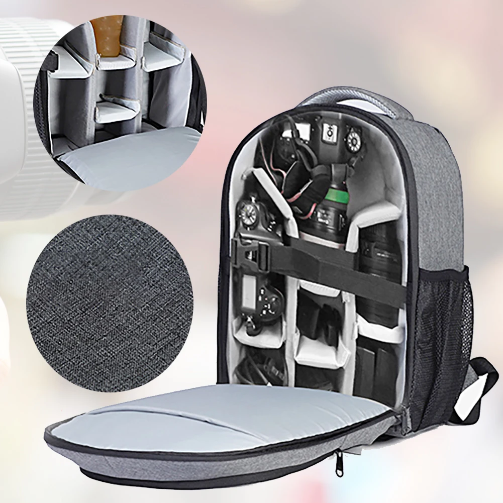 

Large Capacity Outdoor Waterproof Nylon Zipper Photography Laptop Storage Camera Backpack With Compartment Solid Top Handle
