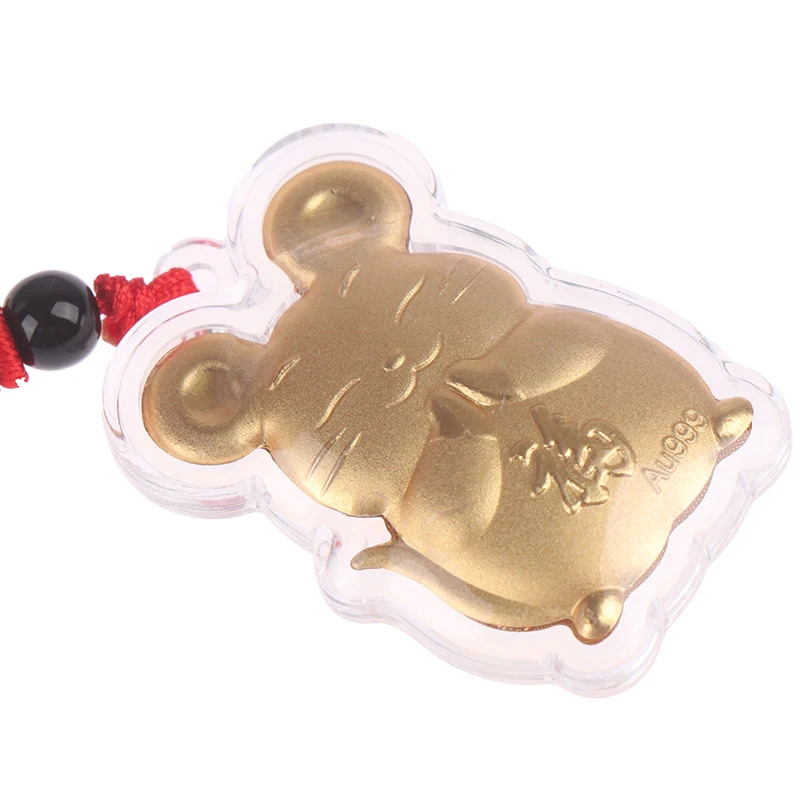 1PC Gold Rat Necklace Pendant Chinese Souvenir Challenge Collectible Coin