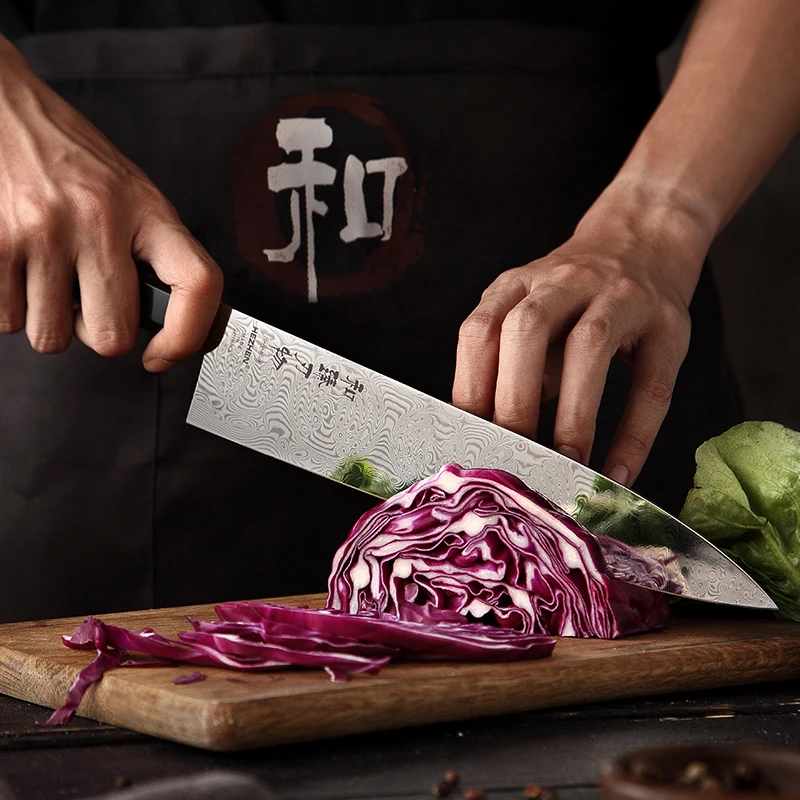 HEZHEN 240 мм Gyuto нож 110 слоев Дамасская сталь 15 градусов по бокам Острый кухонный шеф