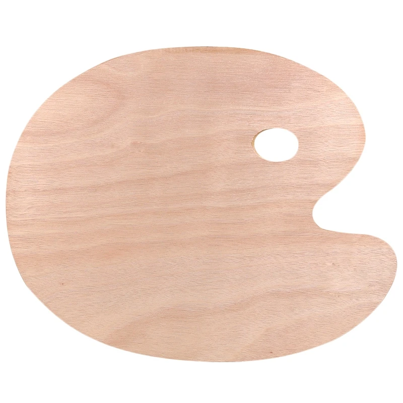 

40x30Cm Wooden Oil Painting Palette Wood Oval Pigment Paint Plate Gouache Acrylic Drawing Art Supplie for Student Kids