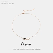 Yhpup, новинка, милая натуральная оболочка, пара, любовь, удача, рыба, ожерелье, розовое золото, нержавеющая сталь, массивное ожерелье для женщин, рождественский подарок, ювелирные изделия, аксессуары