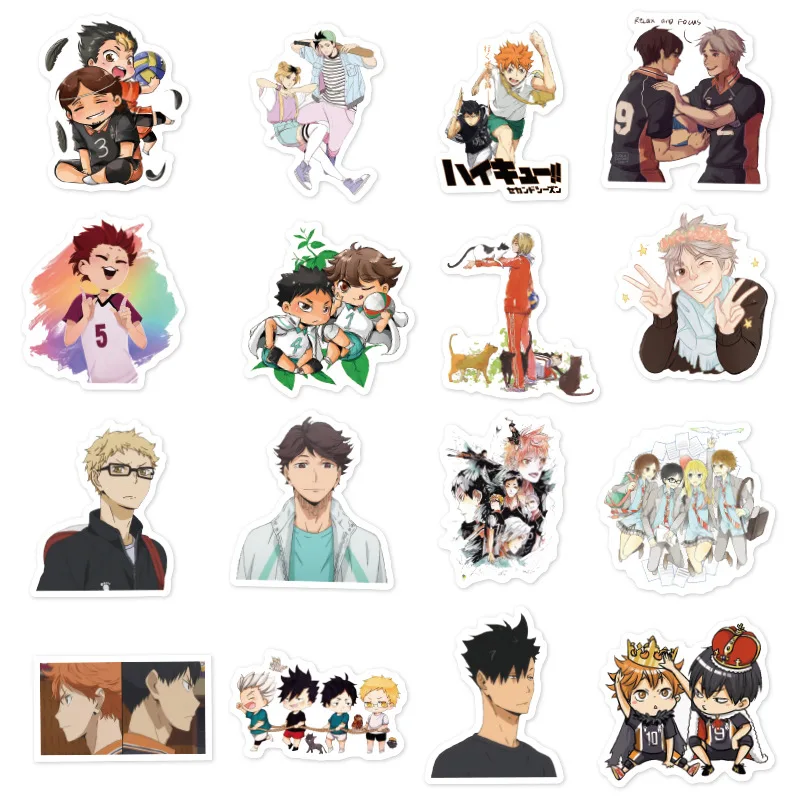 50 100pcs set haikyuu stickers japanese anime sticker volleyball for decal on guitar suitcase laptop phone fridge motorcycle c stickers aliexpress