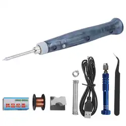 Kit de fer à souder électrique professionnel USB, fer à souder, stylo à souder, pointes de réparation, bricolage, outils de réparation 