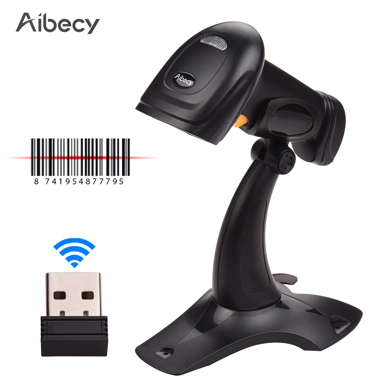 Aibecy 2 4G беспроводной ручной 1D сканер штрих кода считыватель кодов с USB кабелем