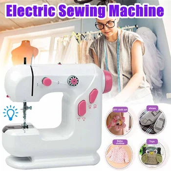 

100-240V Electric Mini Sewing Machine Home Hand Machine Sew Speed Adjustable with LED Light Handheld Sewing Machine Stitch Set