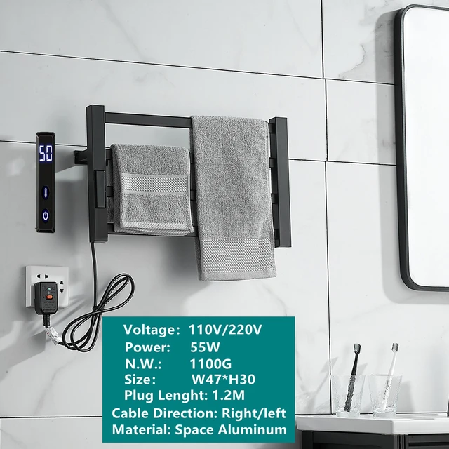 Calentador de toallas eléctrico con temporizador incorporado, toallero  Toalleros eléctricos con Control de temperatura para Baño - AliExpress