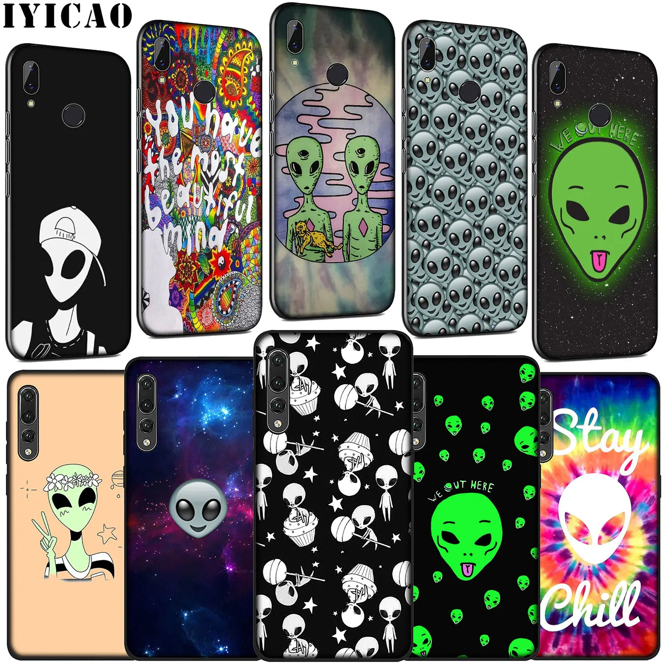 Мягкий силиконовый чехол Trippy Tie Dye Peace Alien для Huawei P30 P20 Pro P10 P9 Lite Mini 2017 2016 P Smart Z Plus 2019 |