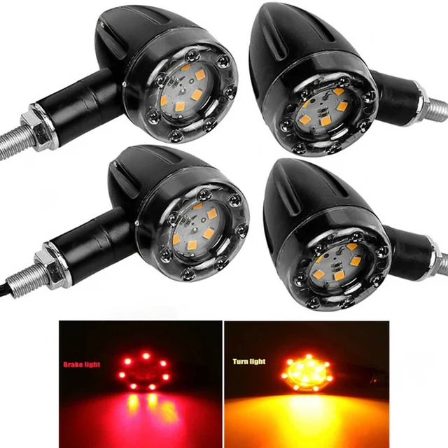 Luz LED de intermitente Retro para motocicleta, luces traseras con indicador de freno, Universal, para Yamaha, BMW y Honda, 4 Uds.