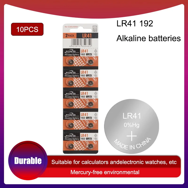 10pcs Lr41 Button Ag3 G3a L736 192 392a Zn/mno2 1.5v Cell Batteries For