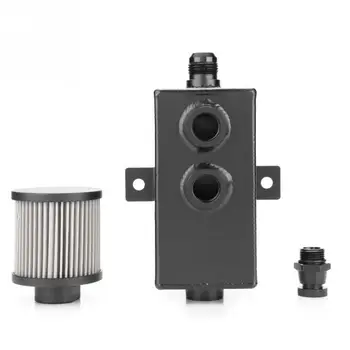 

Universal 1L Car Oil Reservoir Catch Can Tank With Breather Filter Drain Black Aluminum automobile parts Car accessories