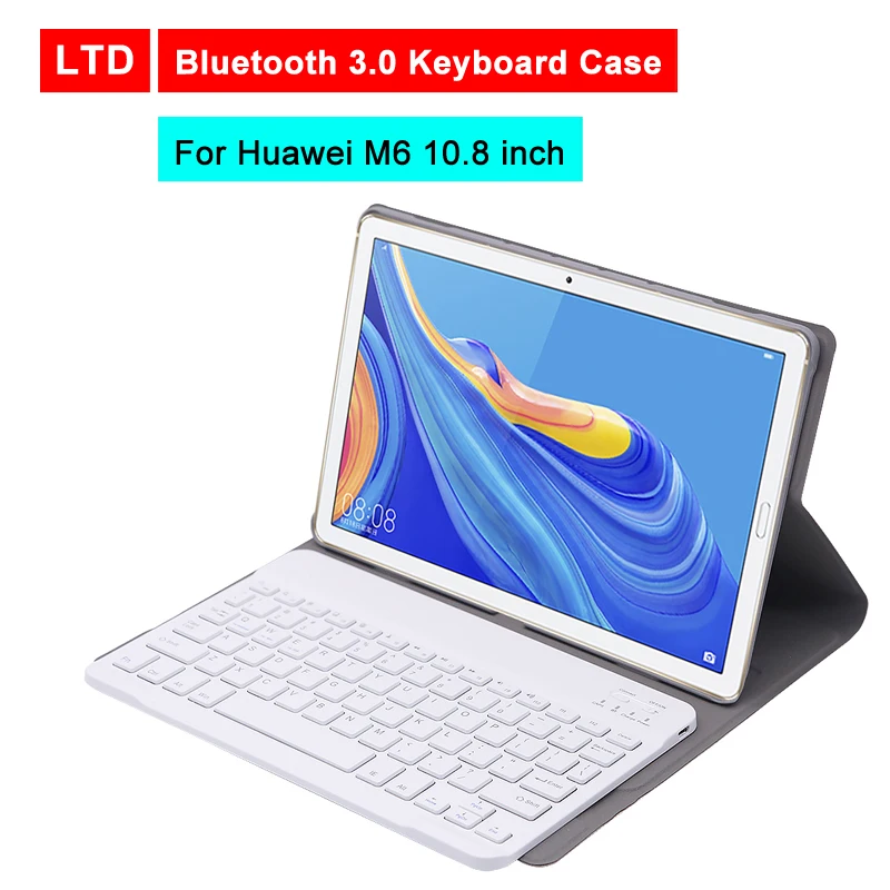 

Bluetooth 3.0 Tablet Keyboard Case For Huawei M6 10.8 inch Mediapad PU Flip Leather Protective Cover Stand Holder With Keyboard