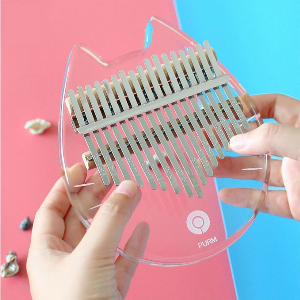 17 Key Kalimba Clear Thumb Piano Gift Transparent Acrylic Musical Instrument w/ Bag Hammer Cute Lovely Animals Cat Bear Rabbit 