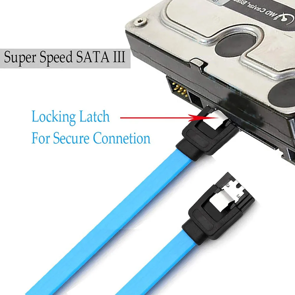12 Pack 90 Degree Right-Angle / Straight SATA III HDD SDD Cable 6.0 Gbps With Locking Latch 16Inch For SATA HDD, SSD, CD Driver — view 4