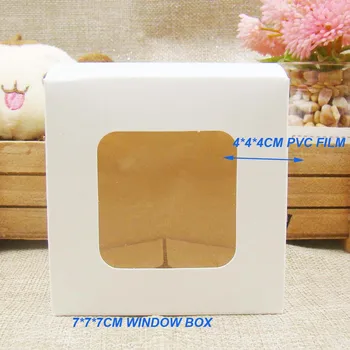 

7*7*7cm 30pcs White Paper Cake Boxes with Clear square Window Top Cupcake Muffin paper window packing Box Holds Single Cake