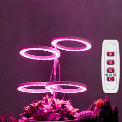 Full Spectrum LED Plant Grow Light USB 20-80 LEDs 8/12/16H Timer Angel Ring Light-Head Dimmable Plant Light Phyto Growth Lamp
