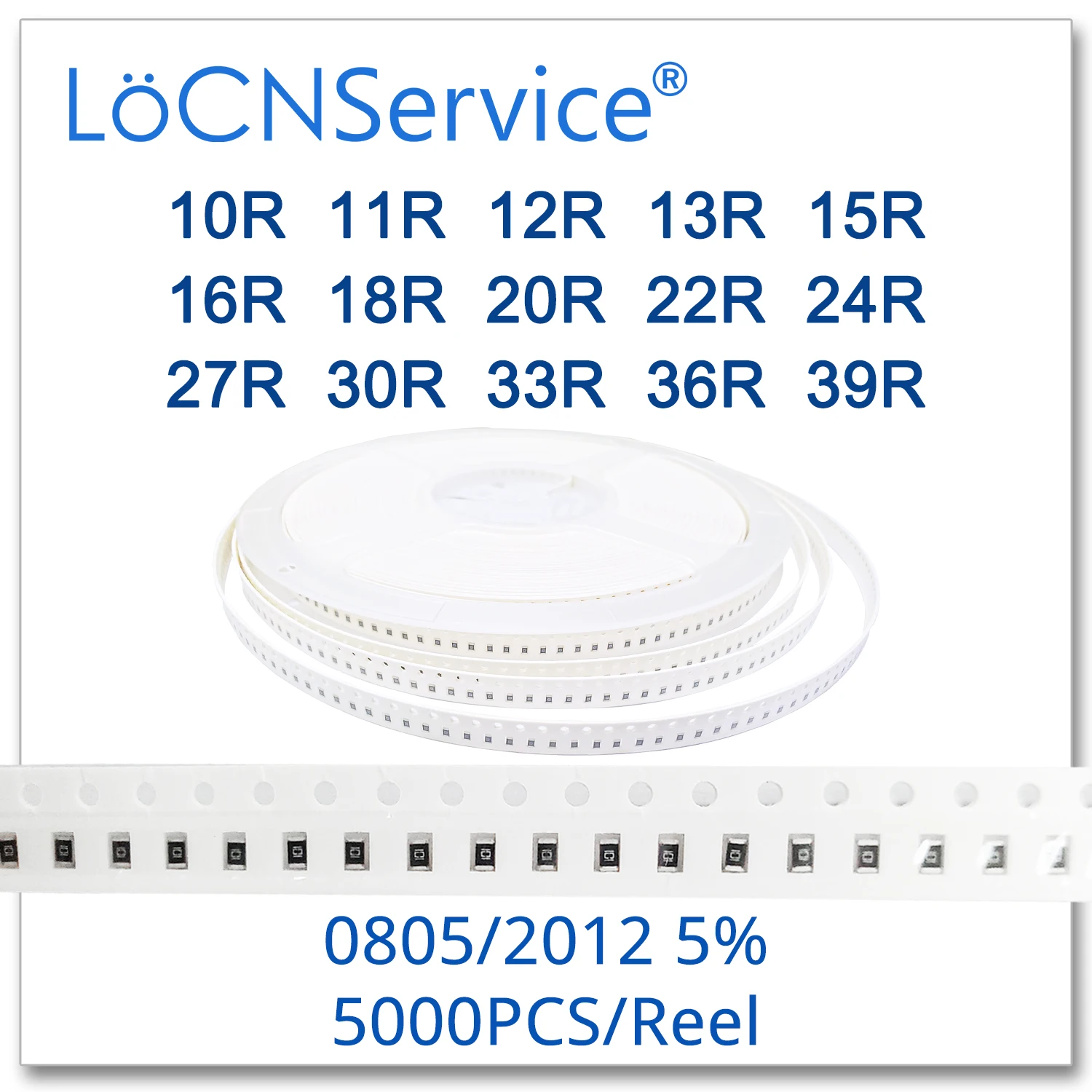 LoCNService 0805 J 5% 5000 шт. 10R 11R 12R 13R 15R 16R 18R 20R 22R 24R 27R 30R 33R 36R 39R smd 2012 резистор Ом 11 12 |