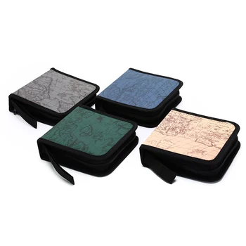 

1pc Wallet VCD Organizer Faux Leather Bag World Map Pattern 40 Disc CD DVD Holder Case Storage Bags