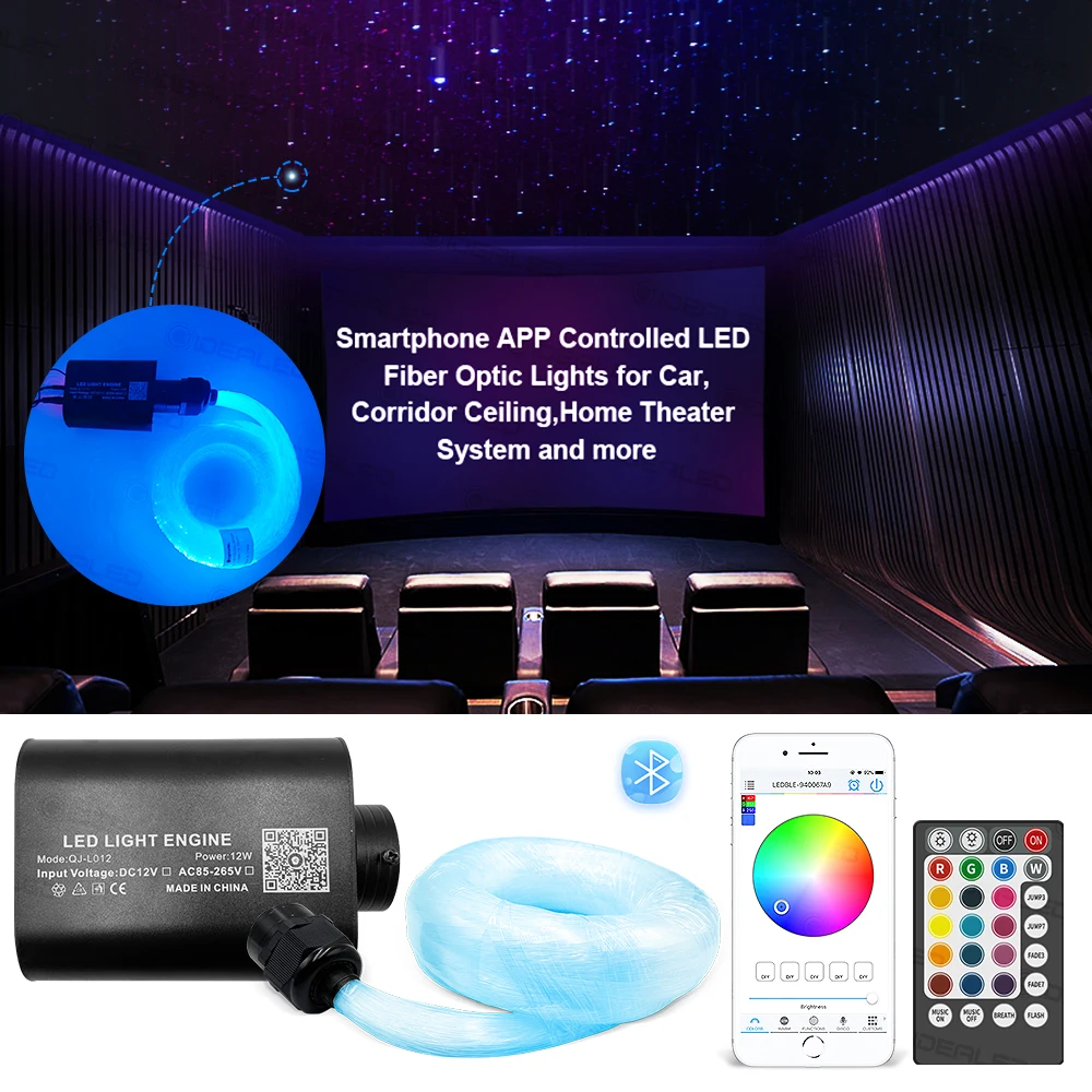 Optic Fiber Smart APP remote control Lights RGBW Starry Sky Effect Ceiling Light Optical Fiber Cable available Car Decoration