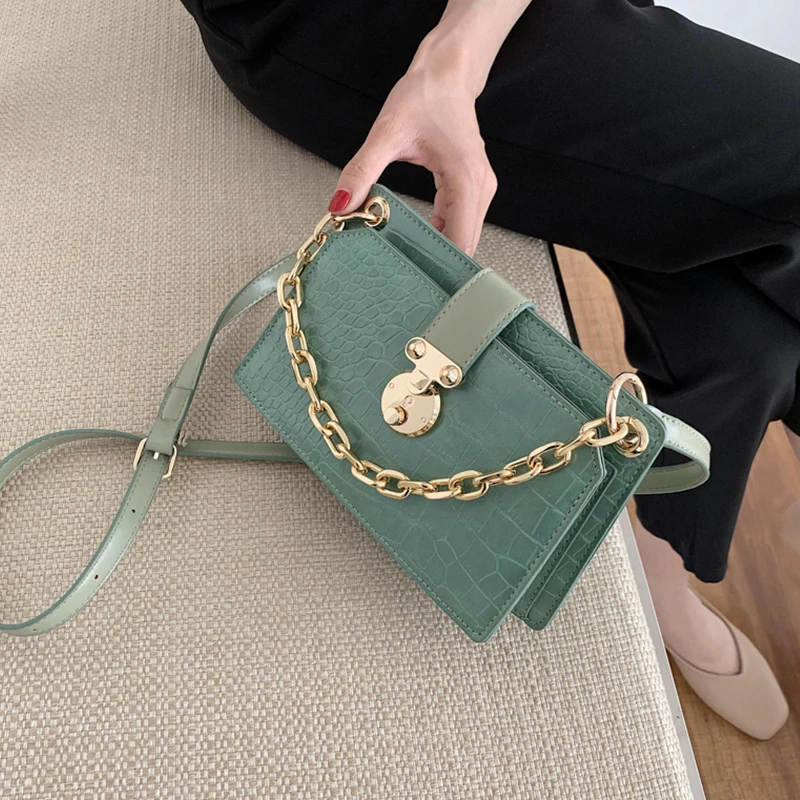 

2020 Crocodile Pattern Bags Chain Design Crossbody Bags for Women Small Bag PU Leather HandBag Ladies Designer Evening Bags