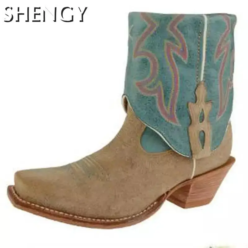 Botas con tacón de pezuña para hombre y mujer, zapatos con estampado de ...
