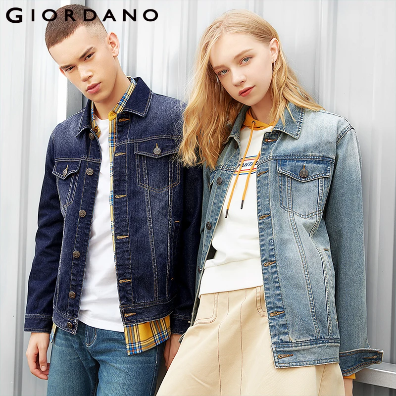 

Giordano Men Cargo Denim Jacket Men Patch Pockets Cotton Polyester Jacket Fashion Denim Jacket Jaqueta Masculino 01079728