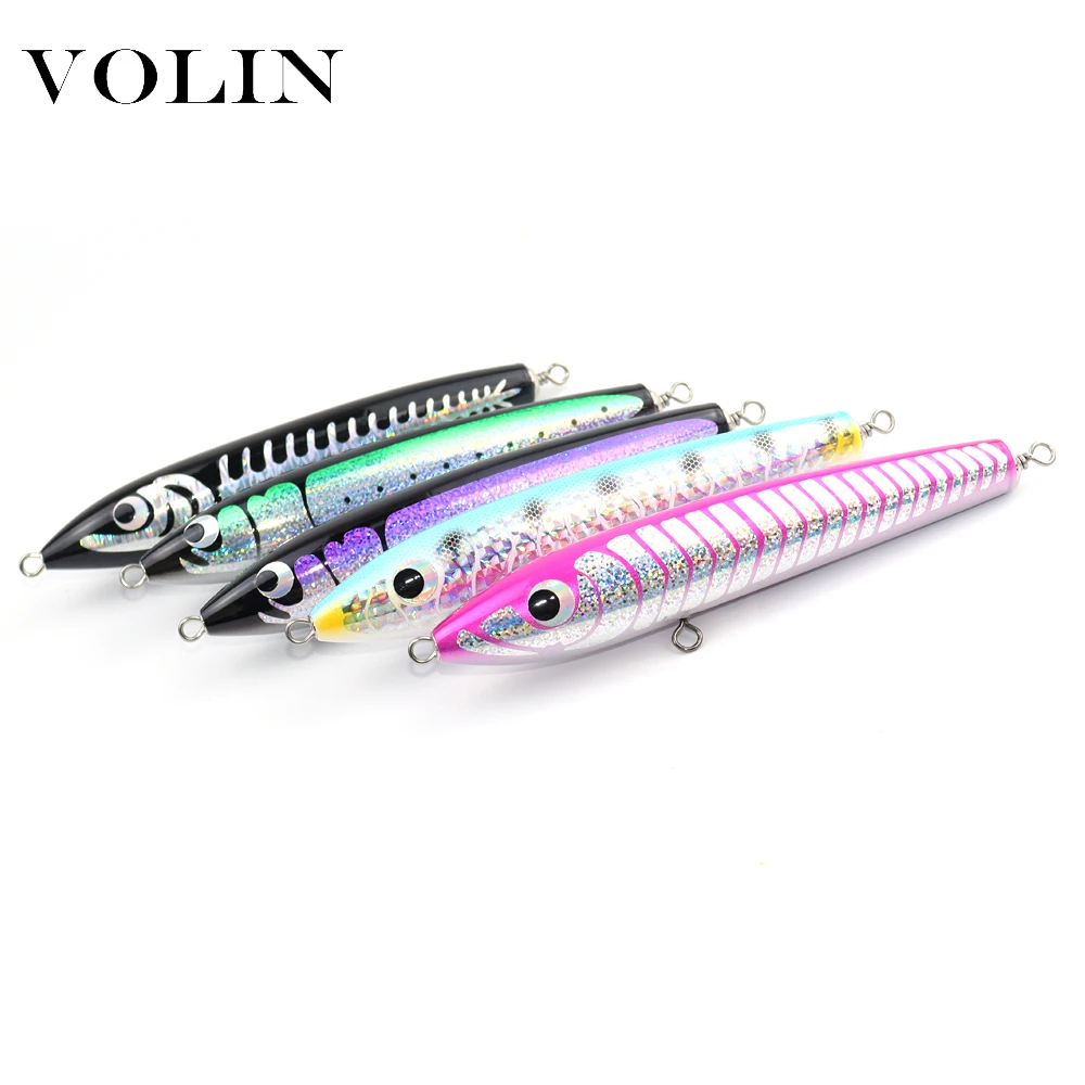 

VOLIN NEW 1pc Topwater Big Game Pencil Wooden Fishing Stickbait Surface Trolling Lure 200mm 80g Pencil Artifical Boat Lure