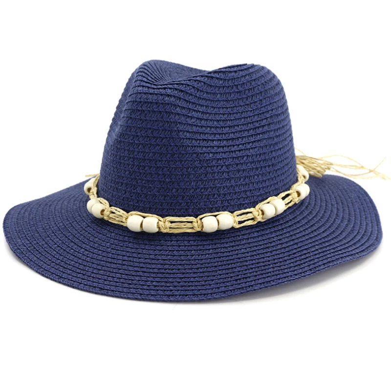 HT3645 Flat Brim Summer Straw Hat 