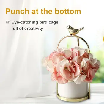 

Nordic Vase INS Iron Frame Gold-plated Flower Pot Flower Stand Ceramic Hydroponic Green Plant